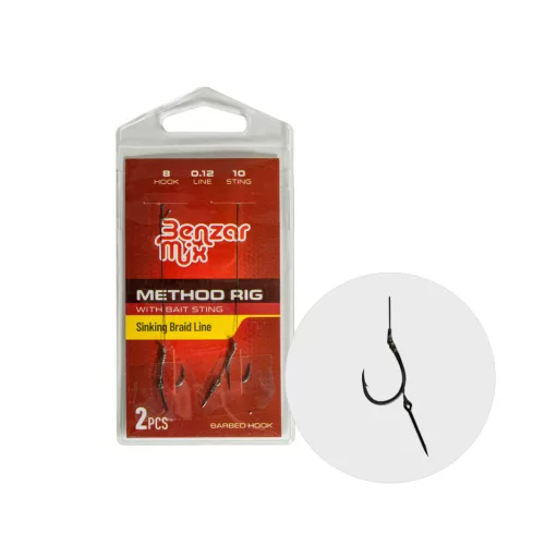 Benzár Mix method fonott Zsinóron 10 mm Csali Tüskével 8-as szakállas előkötött horog