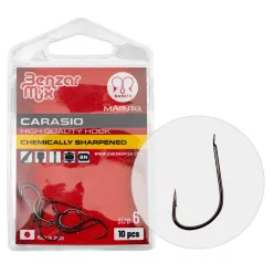   Benzár Mix Carasio 6-os fekete nikkel lapkás szakállas horog 10 db/csomag