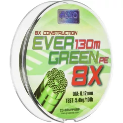 Asso Pe8x Evergreen 0,10 mm 130 m 8,3 kg fonott főzsinór
