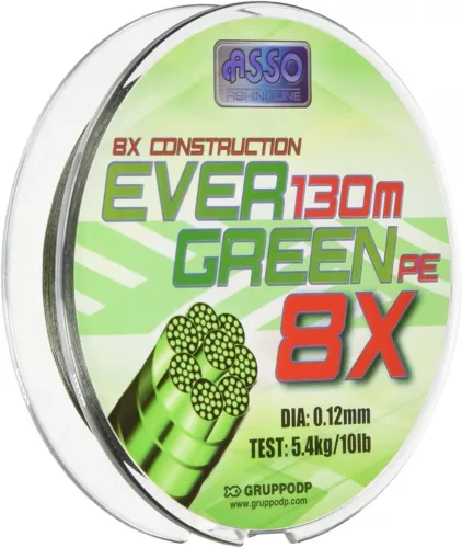 Asso Pe8x Evergreen 0,32 mm 130 m 27,2 kg fonott főzsinór
