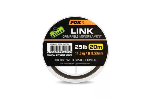 Fox Edges Link Trans 0,53 mm 20 m 25 lb áttetsző khaki monofil előkezsinór