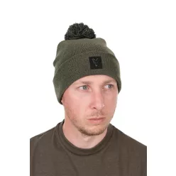 Fox Collection Bobble zöld-fekete bojtos téli sapka UNI