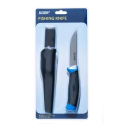   Jaxon 22 cm fekete–kék sima pengehátú, bliszteres horgászkés