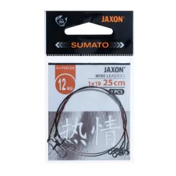   Jaxon sumato 12 kg 25 cm sötétbarna 1 × 19 szálú acélból ragadozóhalas előke 2 db/csomag