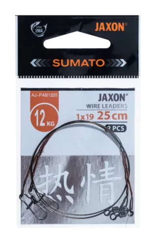 Jaxon sumato 12 kg 30 cm sötétbarna 1 × 19 szálú acélból ragadozóhalas előke 2 db/csomag