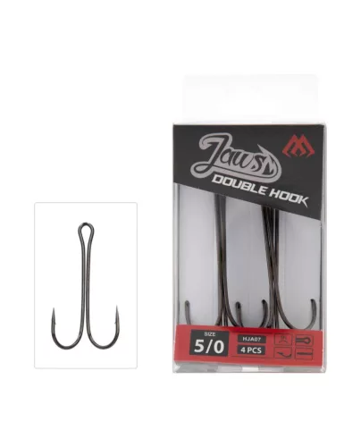 Mikado Jaws Double 3/0-s szakállas kettes horog 5 db/csomag