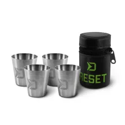   Delphin Rozsdamentes acél pohár készlet Reset 4in1 4 × 30 ml