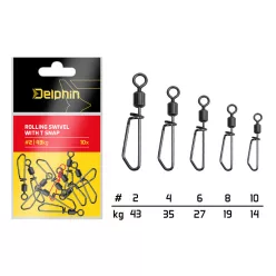 Delphin hengeres T #2/43 kg forgókapocs 10 db/csomag