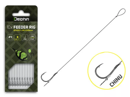 Delphin Braided Sting Chinu 8-as 0,14 mm 12 cm szakállas előkötött horog 10 db/csomag