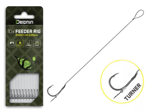 Delphin Braided Sting Turner 6-os 0,2 mm 8 cm fonott csalitüskés szakállas előkötött horog 10 db/csomag