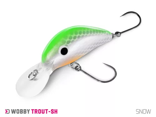 Delphin WOBBY TROUT-SH /Float. SNOW 4 cm 4 g rovarutánzatú wobbler