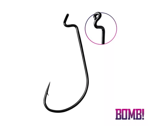 Delphin BOMB D-SHOT OFFS WORM 2/0-s szakállas offset horog 5 db/csomag