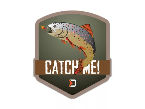 Delphin CatchME! pisztrángmotívumos matrica, 9 × 8 cm