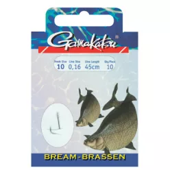   Gamakatsu Bream BKS-1310N 10-es 45 cm ezüst szakállas előkötött horog 10 db/csomag