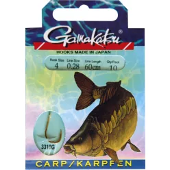   Gamakatsu Carp . BKG-3310 g 2-es 45 cm arany szakállas előkötött horog 10 db/csomag