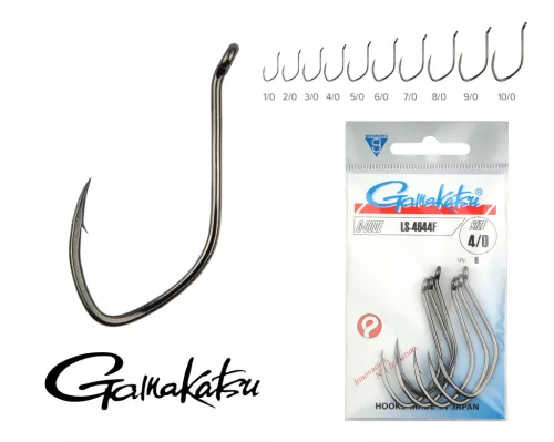 Gamakatsu LS-4644F 900 9/0-s fekete szakállas harcsázó horog 3 db/csomag