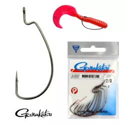   Gamakatsu Worm offset 2/0-s fekete szakállas offset horog 5 db/csomag