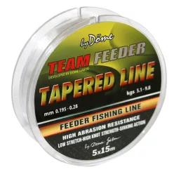   By Döme Team Feeder Tapered Leader 0,165–0,22 mm 5 × 15 m felvastagodó monofil dobóelőke