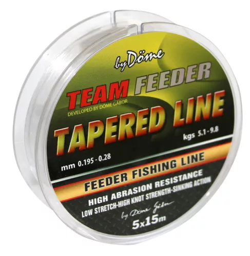 By Döme Team Feeder Tapered Leader 0,20–0,31 mm 5 × 15 m felvastagodó monofil dobóelőke