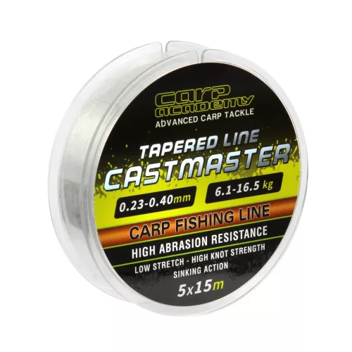Carp Academy Castmaster Tapered Line 0,23–0,40 mm 5 × 15 m átlátszó felvastagodó monofil dobóelőke