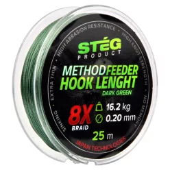   Stég Method Feeder 0,12 mm 25 m sötétzöld fonott előkezsinór