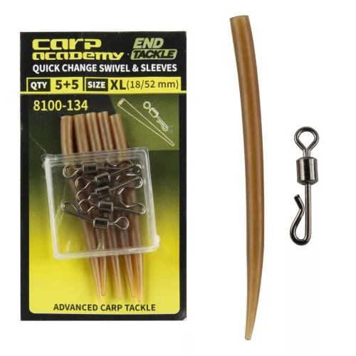 Carp Academy Gyorscsatlakozó szilikoncsővel XL barna gubancgátló cső 5+5 db/csomag