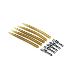   Carp Academy Gyorskapocs szilikoncsővel XL (5,5 cm) barna gubancgátló cső 5+5 db/csomag