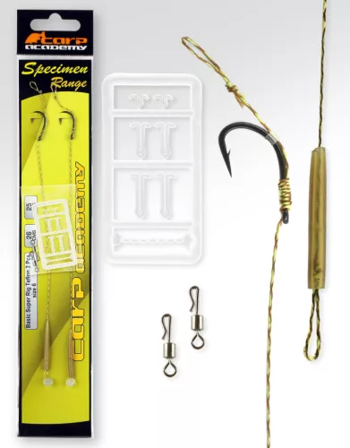 Carp Academy Basic Super Teflon 6-os 25 cm fekete szakállas előkötött horog 2 db/csomag