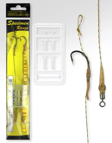 Carp Academy Line Aliger 8-as 25 cm fekete szakállas előkötött horog 2 db/csomag
