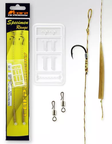 Carp Academy Basic Special Teflon 8-as 25 cm fekete szakállas előkötött horog 2 db/csomag