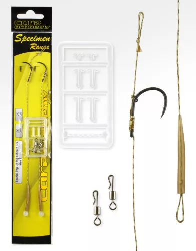Carp Academy Special Pop Up Teflon 6-os 20 cm fekete szakállas előkötött horog 2 db/csomag