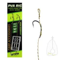   Stég PVA 12 cm 8-as fekete szakállas előkötött horog 2 db/csomag