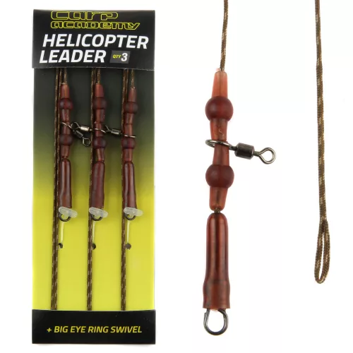 Carp Academy Helicopter Leader 35 lb 75 cm barna ólombetétes szerelék nagy karikás forgóval 3 db/csomag