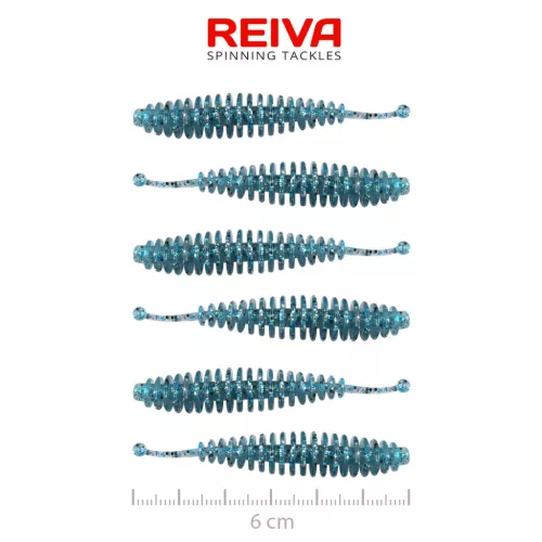 Reiva Tiny Worm kék Shiner 6 cm 1,1 g 6 db/csomag lágy műcsali