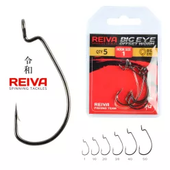   Reiva offset Worm Big eye 1/0-s fekete szakállas offset horog 5 db/csomag