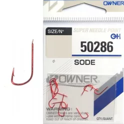 Owner Sode piros 50286 14-es lapkás szakállas horog
