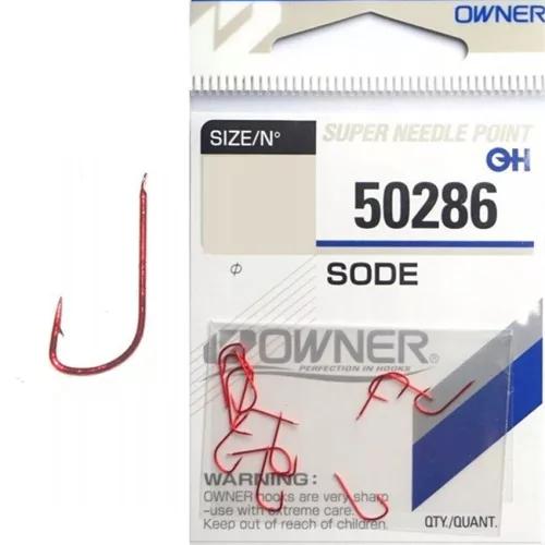 Owner Sode piros 50286 14-es lapkás szakállas horog